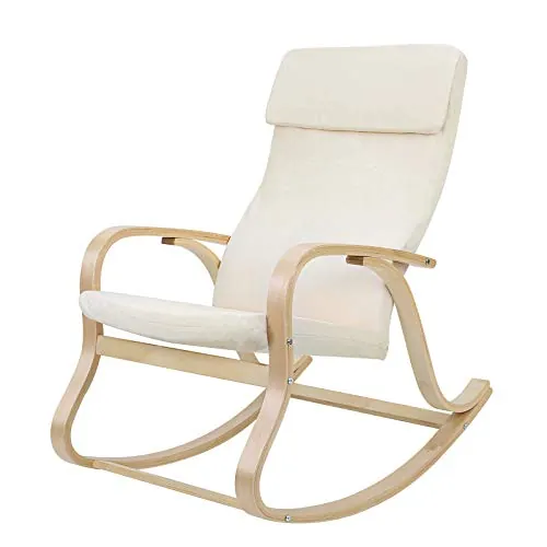 SONGMICS LYY30M LYY30M-Sillón Mecedora, Color Beige, Algodón, 65 x 90 x 98 cm