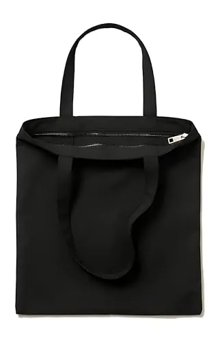 Pack De 3 Bolsas de Tela Con Cremallera, 35X40+30CM Gruesa 12A – Tote Bag De Calidad Premiun Reutilizable para Universidad, Trabajo, Compras y DIY（NEGRO）