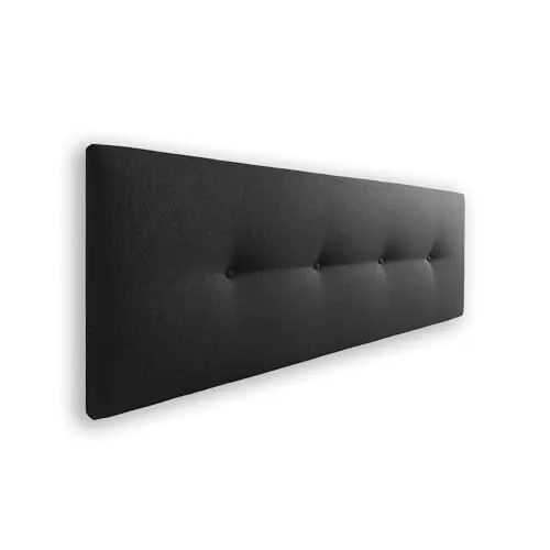 Silcar Home - Cabecero de Cama 135 Tejido Negro Silvi - Tapizado, Estructura Madera, Hilera Botones Estilo Moderno - Fácil Instalación, Acolchado Confort - 135 cm, Tela Negro