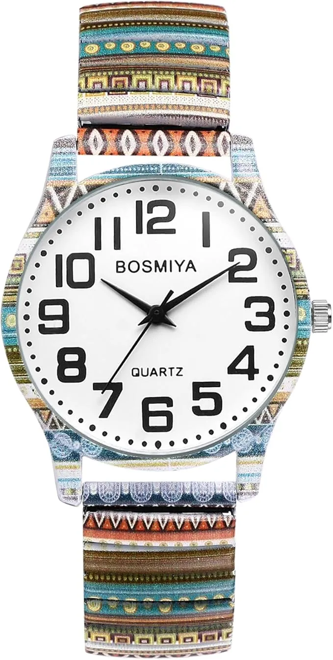OIDEA Reloj Elástico Boho Mujer: Relojes Redondo de Cuarzo Analógico para Señora Escala Números Arábigos Grandes Claros y Fáciles de Leer Correa de Aleación - para Ocio Negocios Regalos