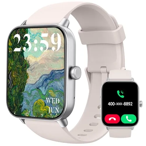 KALINCO Reloj Inteligente Mujer Hombre con Alexa, Smartwatch Llamadas y Whatsapp/Estrés/Ritmo Cardíaco/Oxígeno Sanguíneo/100 Deportes/Sueño, 5ATM Impermeable Regalo iOS Android