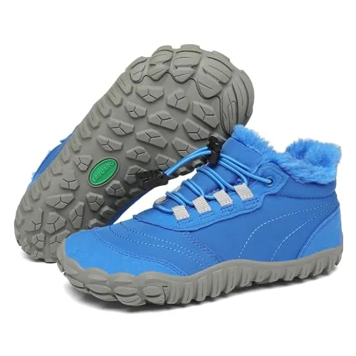 Botas de Nieve Niño Barefoot Zapatillas Niña Cómodas y Abrigadas Antideslizante Botas de Invierno Gr.28