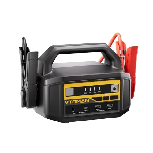 VTOMAN V-Truck - Kit de Arranque Portátil de 6000 A 12 V/24 V, 36400 mAh, Potente Paquete de Arranque para Camiones, Furgonetas y Caravanas con Linterna LED & Carga Rápida de 145 W
