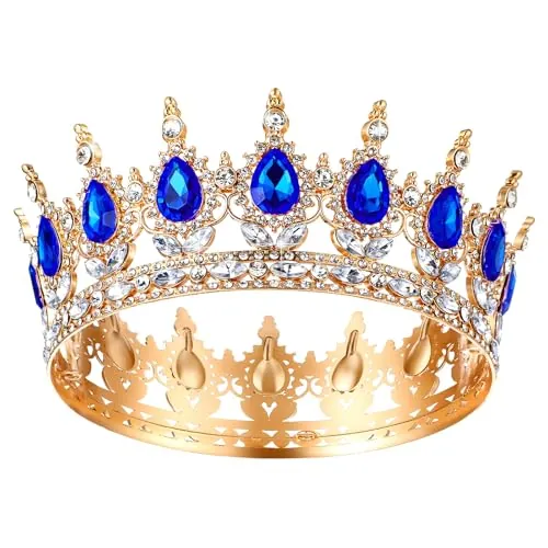 Grevosea Corona para mujer, corona de reina, corona de diamantes de imitación, coronas de cumpleaños, boda, novia, accesorios para el cabello para fiesta de princesa, accesorios para fotos (azul