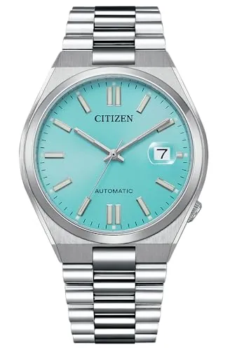 Citizen Reloj Analógico para Hombres de Automático con Correa en Acero Inoxidable NJ0151-88M, Azul Claro