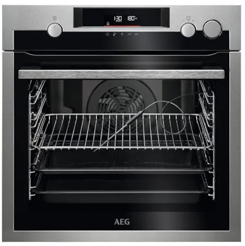 AEG BPE577161M Horno Eléctrico Multifunción, Pirolítico, Integrable, Sonda Térmica, Función a Vapor, Display LCD Táctil, Ventilador XXL, 72 L de Capacidad, Inox Antihuellas, Clase A+