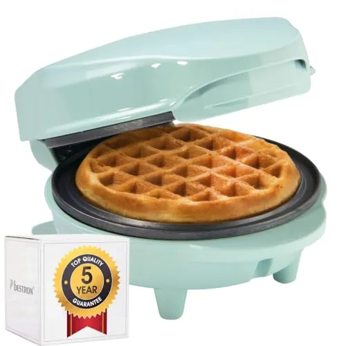 Bestron Mini gofrera, Gofrera para gofres de gofres pequeños, con antiadherente, para cumpleaños infantiles, fiestas familiares, Pascua o Navidad, diseño retro, 550 W, color: Mente