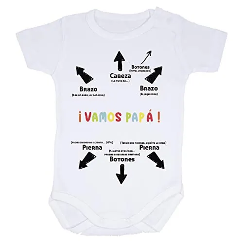 AR Regalos Body bebé divertido y gracioso Vamos papá (Manga corta - 0 a 3 meses)