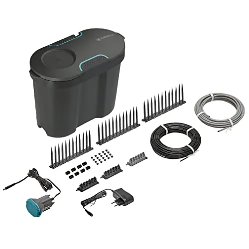 Gardena kit de riego para vacaciones con depósito de agua: Kit de riego interior y exterior para plantas en maceta, transformador con temporizador integrado, función de parada automática (13366-20)