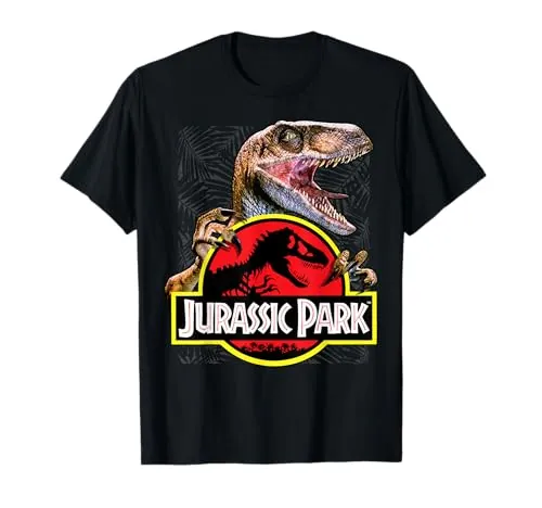 Jurassic Park Raptor Holding Colored Logo Camiseta