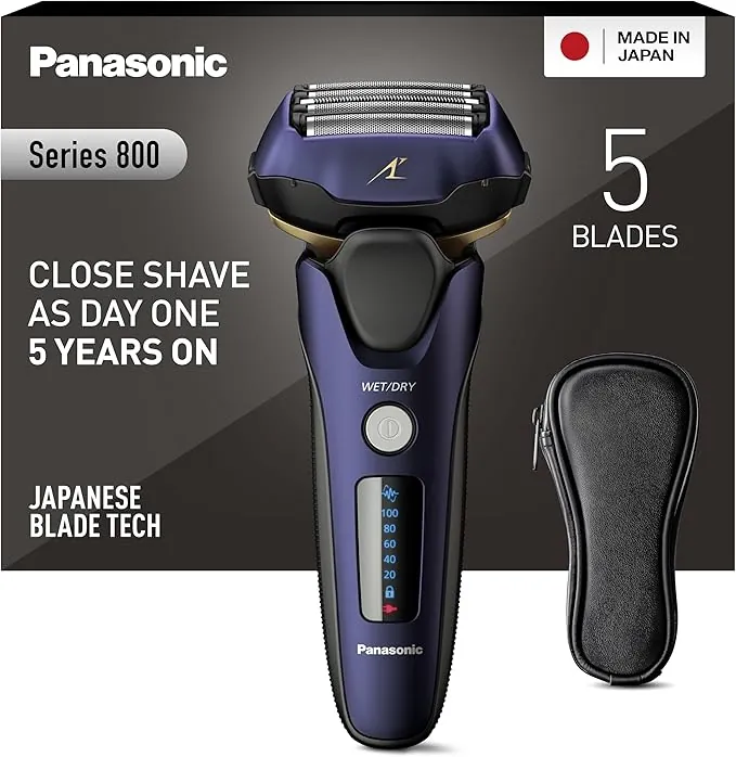 Panasonic Series 800 ES-LV67 Afeitadora premium (Motor ultrarrápido, 5 hojas precisión nanométrica, cabezal multiflexible con 16 direcciones, funda de viaje, lavable, ion de litio) morado y negro