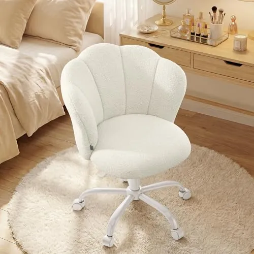 SONGMICS Silla de Oficina Giratoria 360°, Tela de Peluche