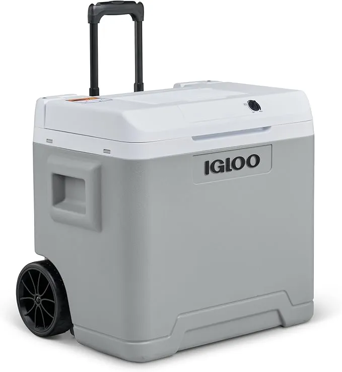 IGLOO IE42 Nevera Eléctrica, 12V y 230V, 42L – Mini Frigorífico Compacto para Coche, Camping, Viajes, Barco y Festivales – con Ruedas, Asa Telescópica, Compartimento para Cables y Modo Eco/MAX
