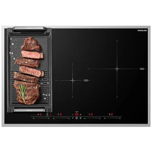 GASLAND IH774BFB Placa de inducción, 77 cm, cocina de inducción integrada de 4 zonas con marco de acero inoxidable, FlexInduction para barbacoa, PowerBoost para cocinar más rápido, 7000W (Sin sartén)