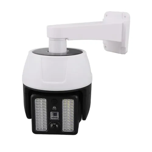Cámara de Seguridad Falsa con Energía Solar, Cámaras de Vigilancia Simuladas con Luz LED Roja Intermitente y Sensor de Cuerpo Humano, Cámara Domo Falsa con Control Remoto