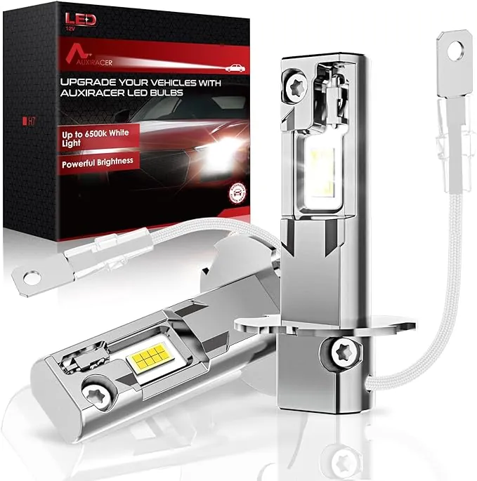 AUXIRACER H3 LED Bombillas, 32000LM 6500K Blanco frío 120W, 2026 H3 LED Lámpara Faros de coche y Moto con Ventilador de Refrigeración, 1:1 Mini Tamaño, 2 Piezas