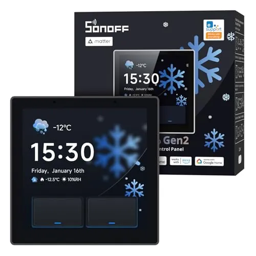 SONOFF NSPanel Pro Gen2 Panel de Control con Relé - Zigbee Hub & Matter Bridge, integración con Home Assistant, Termostato, Alarma, Doble Banda WiFi 2.4/5GHz, Control por Voz Alexa,Google,Apple.negro