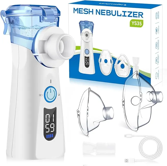 Nebulizador Portátil para Adultos y Niños Nebulizador Silencioso para Bebé con Pantalla LED 3 Modos de Inhalador Nasal Incluye 2 Máscaras y Boquilla Diseño Práctico y Portátil