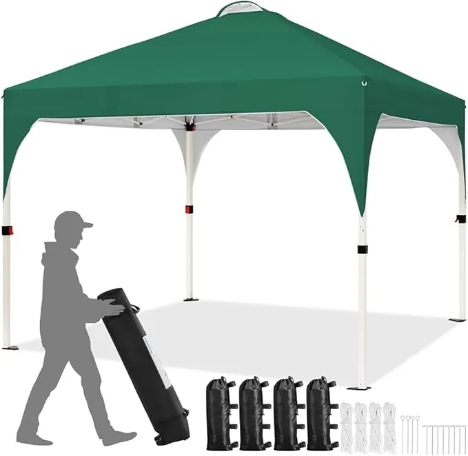 Yaheetech Carpa Plegable 3x3m Cenador de Jardín Impermeable para 8-10 Personas,con Ventilacion y Bolsa de Transporte, Ideal para Playa y Camping Verde