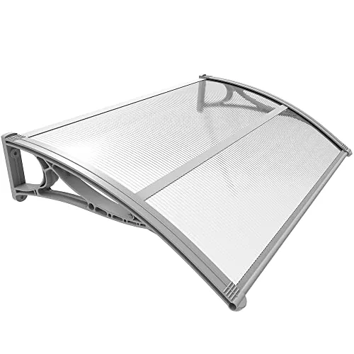 VOUNOT® Marquesinas Exterior para Puertas y Ventanas, 120 x 80 cm Tejadillo de Protección, Toldo Cubierta de Policarbonato en Jardín