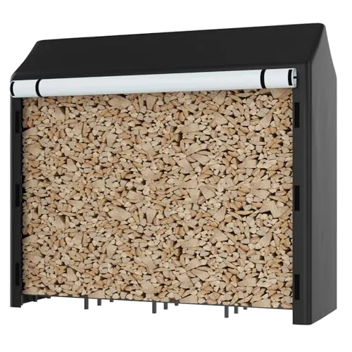 Himimi Leñero Exterior de Gran Capacidad con Tapa, 185 x 70 x 185 cm, Almacenamiento de 2,4 m³