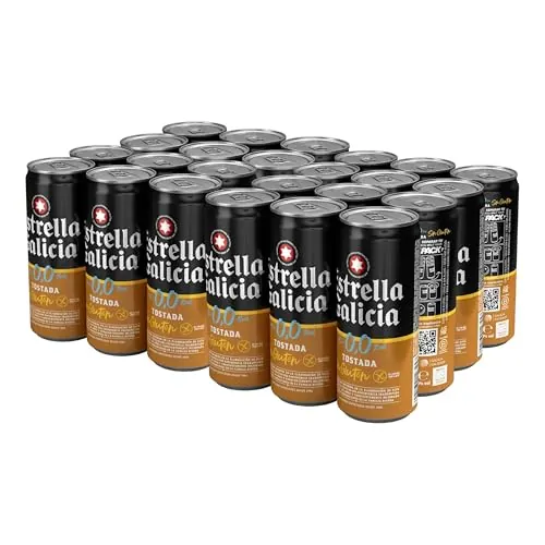 Estrella Galicia 0,0 - Tostada Sin Gluten, Cerveza, 24 Latas x 33 cl