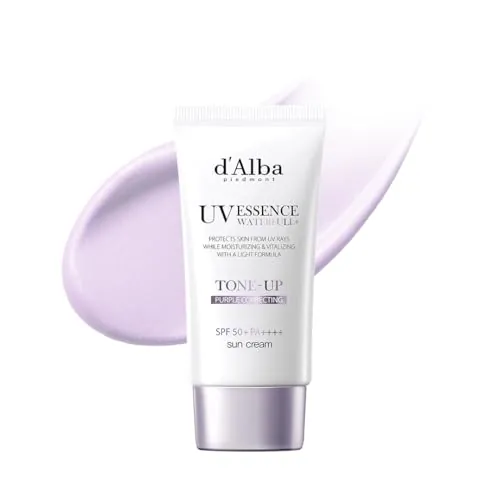 d'Alba Crema Solar Violeta Tone up Essence con Trufa Blanca, SPF 50+/PA++++, Protector Solar Hidratante Vegana, Tono Natural, Sin Efecto Blanco, Skincare Coreano (50 ml)