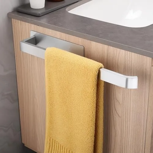 ALOCEO Toallero Adhesivo Baño, Toalleros de Baño sin Taladro Pared, Acero Inoxidable Toalleros, Plata
