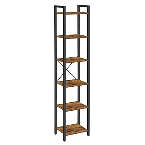 VASAGLE Librería de 6 Niveles, Estantería Industrial, 39,6 x 30 x 187 cm