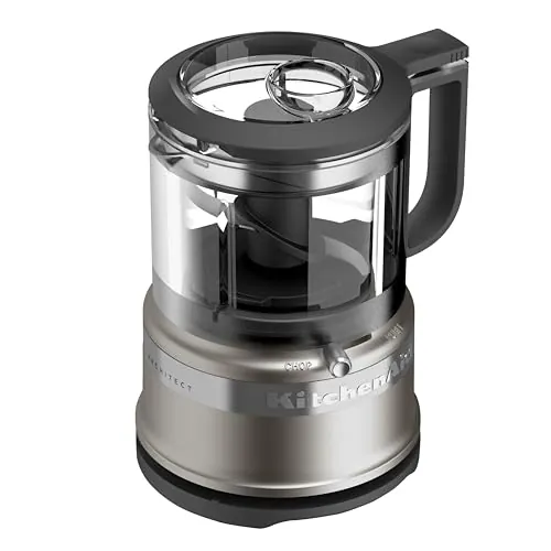 KitchenAid Mini Procesador de Alimentos 830ML, Picadora Eléctrica Compacta 2 Velocidades y Pulso, Ligera y Fácil de Limpiar, Contour Silver