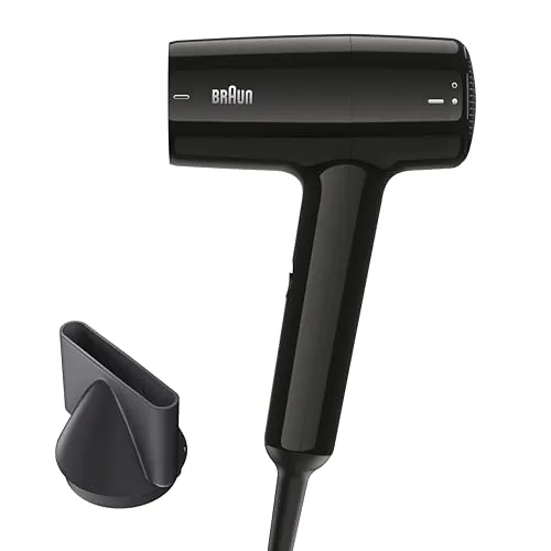 Secador de pelo Braun HD1.5 – Secador compacto y ligero con boquilla de secado para todo tipo de cabello, 1800 W con 3 combinaciones de temperatura/velocidad, acabado negro brillante – BRHD150E