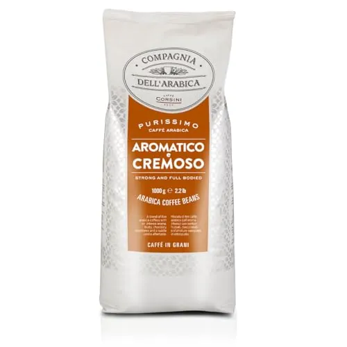 Caffè Corsini - Compagnia dell'Arabica, Café Arábica en Grano Aromático y Cremoso, Paquete de 1 kg de Café en Grano Tostado