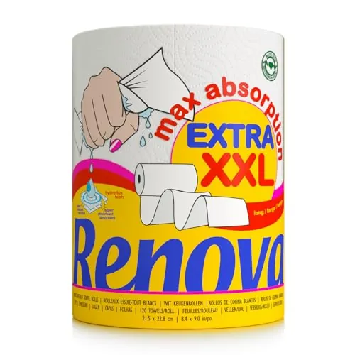 Renova - Maxiabsorption, Rollos de cocina XXL, Triple, Blanco - 1 Rollo