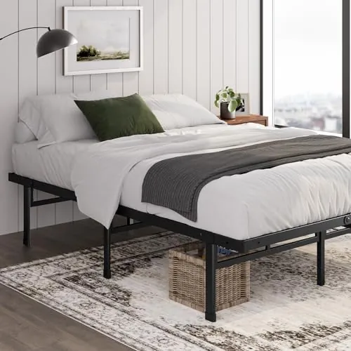 Zinus Justin Somier 90x190 cm- Altura 35 cm - Base Cama Individual en Acero - Láminas de Metal - Montaje Fácil- Espacio de Almacenamiento - Negro