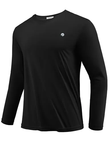 PINSPARK Camiseta Hombre Manga Larga Deportiva UPF 50+ UV Secado Rápido | Camiseta funcional ligera y transpirable, cuello redondo, para fitness, ciclismo, senderismo y entrenamiento diario