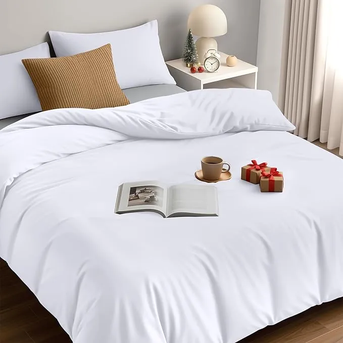Utopia Bedding Funda Nordica Cama 150 - Microfibra Juego de Funda Edredon 230x220 cm y 2 Fundas de Almohada 50x75 cm (Blanco)