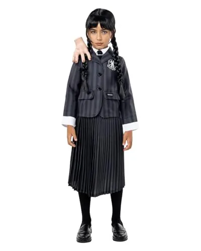 Funidelia Disfraz Oficial Netflix de Miércoles Addams uniforme para Niña, Traje de La Familia Addams infantil, Disfraces de Halloween y Carnaval – Talla 10-12 años