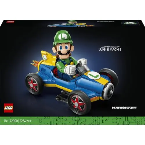LEGO Super Mario: Mario Kart - Luigi y Mach 8 72050 | Set para adultos, figura articulada de personaje de Nintendo Super Mario y maqueta de coche, regalo gamer, 2234 piezas