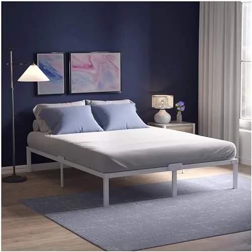 Dreamzie - Cama 160x200 de Metal Blanco con Somier y Patas - Altura 41cm