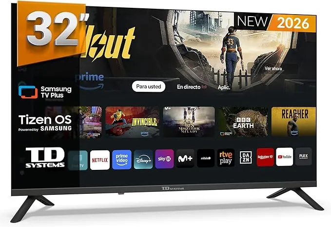 TD Systems - Smart TV 32 Pulgadas Samsung TV Tizen OS 8.0. Triple Tuner (DVB-T2/C/S2). Televisores con Samsung Smart TV Gaming Hub. Televisión del 2026 - PRIME32C22TIZEN