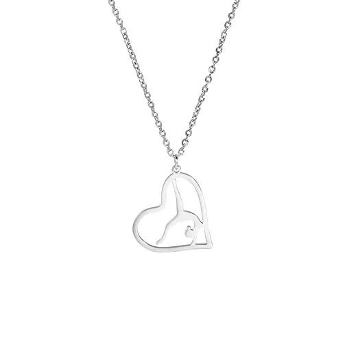 EUEAVAN Collar con colgante de gimnasia para niñas, gimnasio, deporte, amor, corazón, colgante para gimnasia, joyería de moda inspiradora