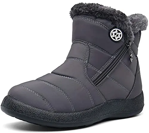 Gaatpot Botas para Mujer Botines de Invierno,Gris pizarra,39 EU | Forradas con Pelo,Botas de Nieve,Antideslizante,Outdoor Ligero