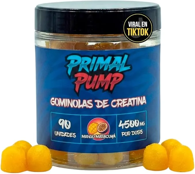 Gominolas de Creatina Monohidratada 4.5g - Creatina en Gominolas para Rendimiento y Potencia - Sin Azúcar, Vegano y Sin Gluten - Sabor Mango Maracuyá