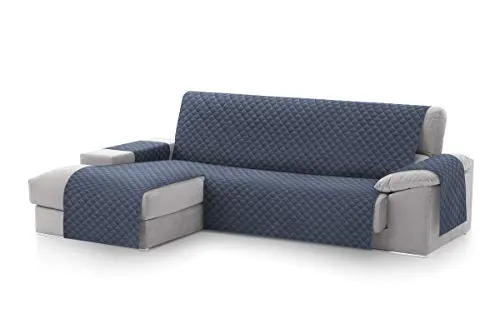 Textilhome Cubre Sofá Chaise Longue MALU Brazo Izquierdo 240 cm Azul | Ideal para mascotas y niños, protege el sofá de manchas, pelos, arañazos y desgaste diario.
