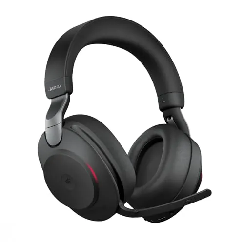 Jabra Evolve2 85 Auriculares Inalámbricos Estéreo con Cancelación de Ruido - Certificados para Microsoft Teams - Batería de Larga Duración - Adaptador Bluetooth USB-C - Negro