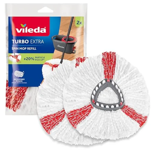 Vileda Turbo Recambio Original para Fregona, Pack de 2, Suelos Duros
