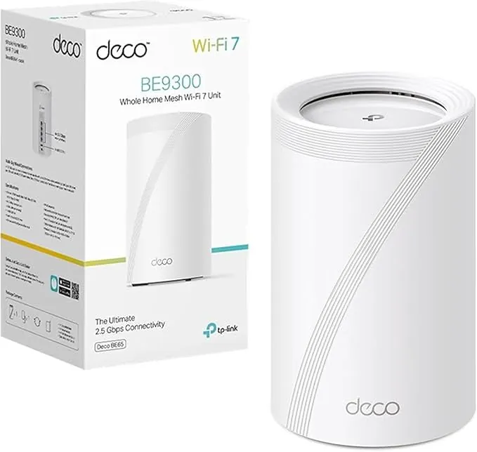 [NUEVO]TP-Link Deco BE65(1-pack)|Sistema Wi-Fi 7 Mesh BE11000 de Triple Banda|4 Puertos 2.5 Gbps, Multi-Link Operation MLO, Canales de 320MHz, Banda 6GHz, Protección HomeShield, Servidor y Cliente VPN