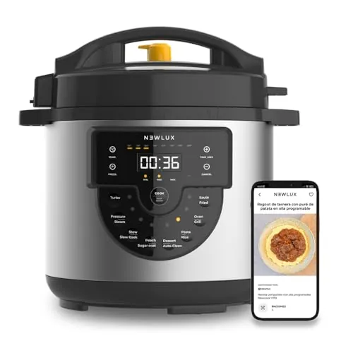 NEWLUX - Olla 6L Chef Pot V170, Olla a Presión Multifunción Eléctrica con Voz, 15 Funciones, 1000W, Programable 24h, 4 Niveles de Presión, Cubeta 100% Antiadherente | Accesorio para Freír