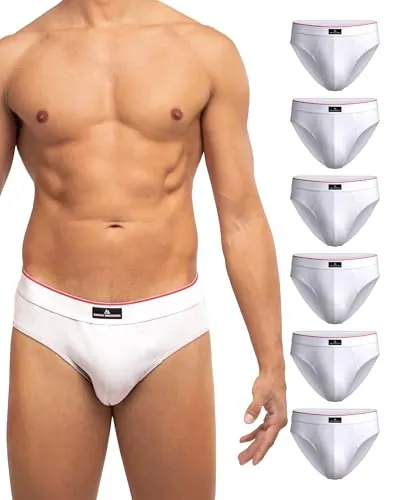 DANISH ENDURANCE Calzoncillos Hombre Slip, 3 y 6 Pack Blanco/Rojo L