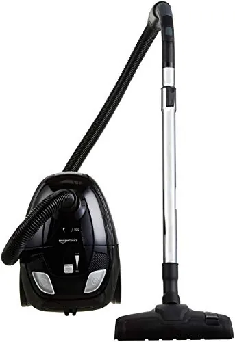 Amazon Basics Potente aspirador con bolsa, para suelos duros y alfombras, filtro HEPA, compacto y ligero, 700 W, 1,5 l (UE), Negro